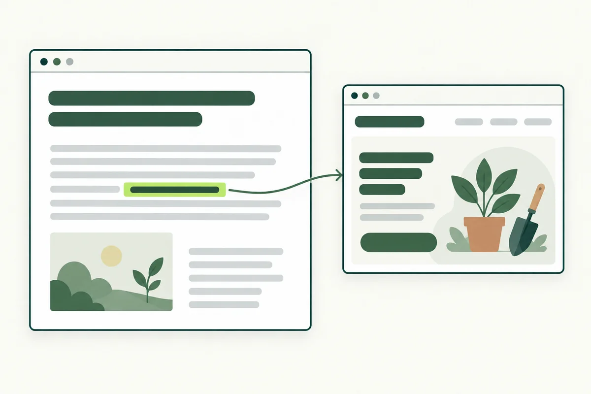 A highlighted article link leading to a related business website.