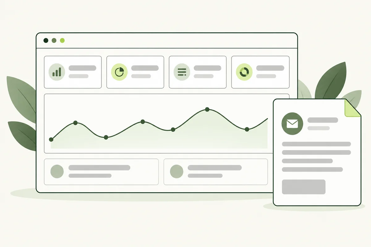 A search performance dashboard beside a separate enquiry record.
