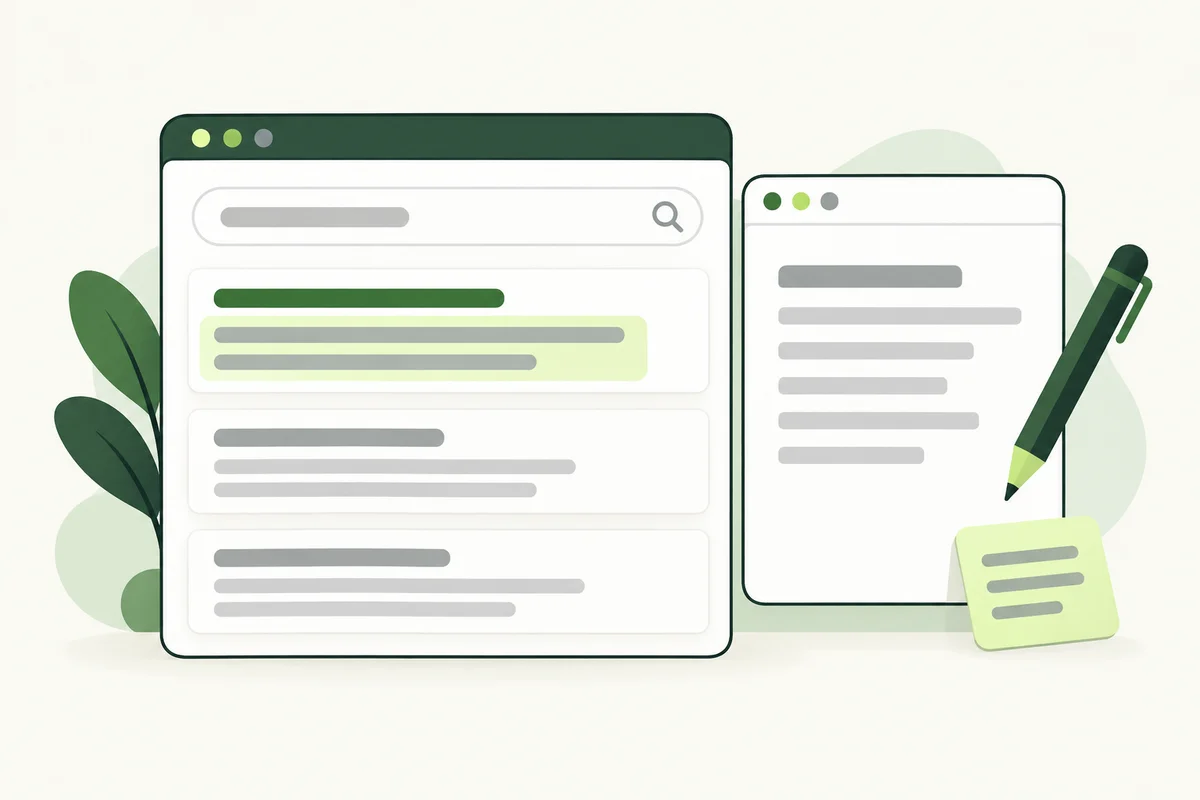 A search-result description highlighted beside a matching page summary.